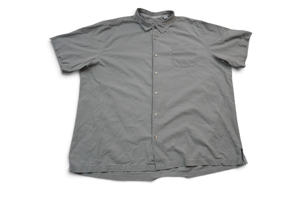 Tommy Bahama Shirt Mens 4XLT Gray Silk Cotton Stretch Short Sleeve Button Up